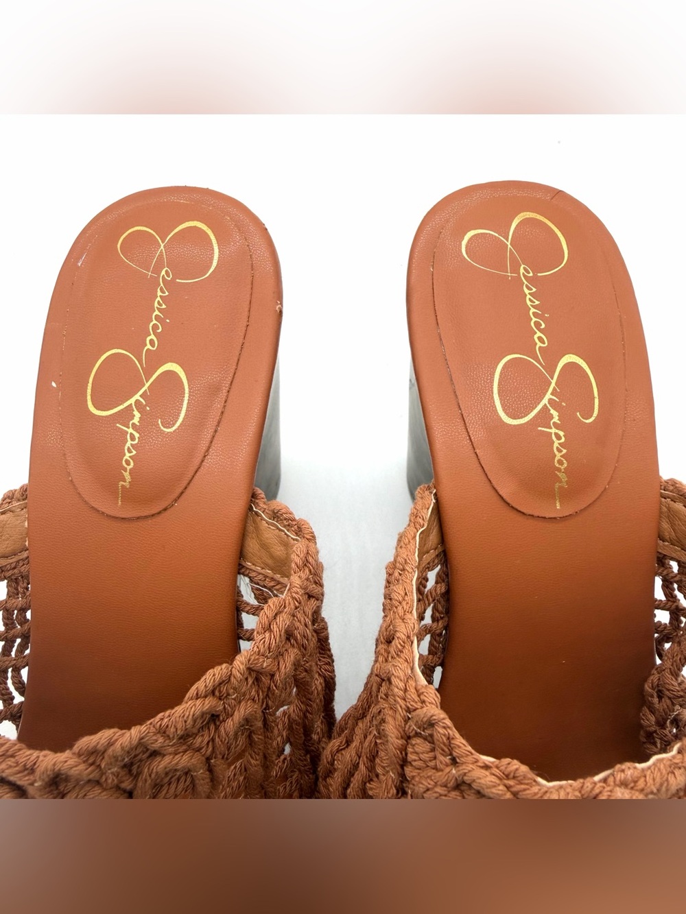 Jessica Simpson Sandal Womens 9.5 M Shelbie Platform Heels Brown Woven Casual - Picture 6 of 11